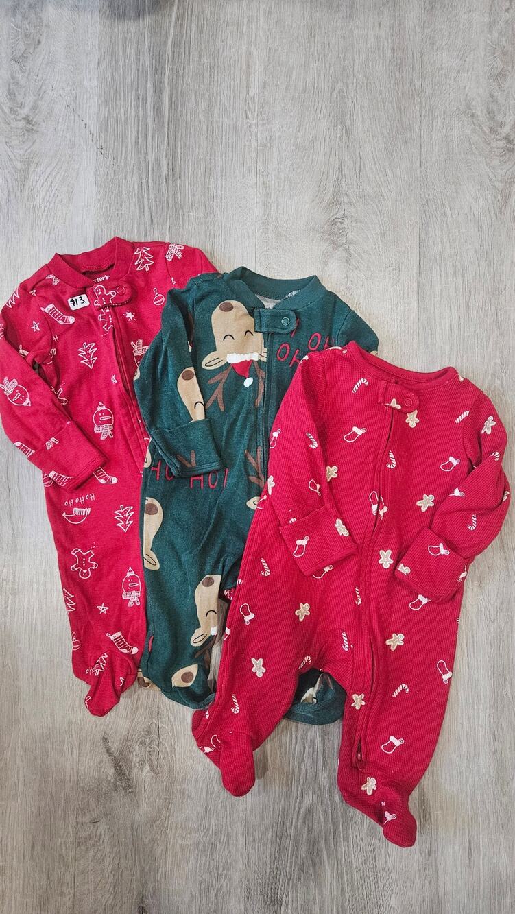 Carter's 3 Month Old Baby Clothes Pack of Three Onesies Christmas Bundle